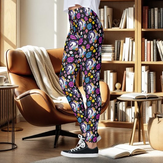 Pegasus Zwart Bloemmotief Leggings