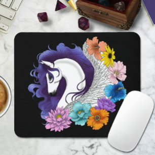 Pegasus Zwart Bloemmotief Muismat