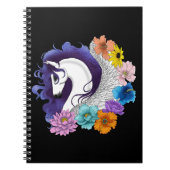 Pegasus Zwart Bloemmotief Notitieboek (Voorkant)