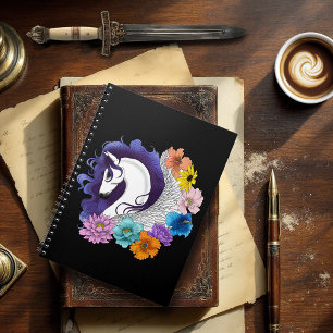 Pegasus Zwart Bloemmotief Notitieboek