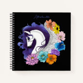 Pegasus Zwart Bloemmotief Notitieboek (Voorkant)