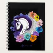 Pegasus Zwart Bloemmotief Planner (Voorkant)
