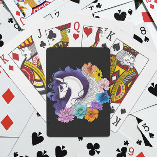 Pegasus Zwart Bloemmotief Pokerkaarten