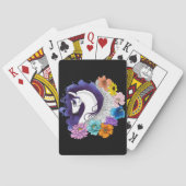 Pegasus Zwart Bloemmotief Pokerkaarten (Achterkant)