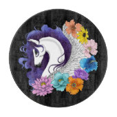 Pegasus Zwart Bloemmotief Snijplank (Voorkant)