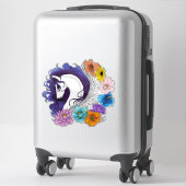 Pegasus Zwart Bloemmotief Sticker (Koffer)