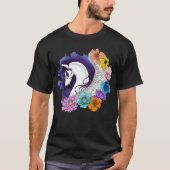 Pegasus Zwart Bloemmotief T-shirt (Voorkant)