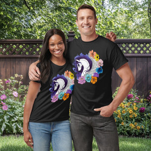 Pegasus Zwart Bloemmotief T-shirt