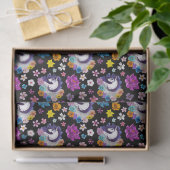 Pegasus Zwart Bloemmotief Tissuepapier (Geschenk)