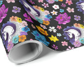 Pegasus Zwarte Bloemen Cadeaupapier (Rol Hoek)