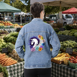 Pegasus Zwarte Bloemen Denim Jacket