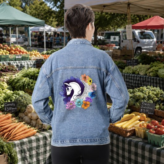 Pegasus Zwarte Bloemen Denim Jacket