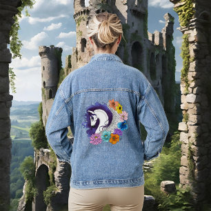 Pegasus Zwarte Bloemen Denim Jacket