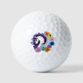 Pegasus Zwarte Bloemen Golfballen (Voorkant)