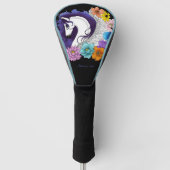 Pegasus Zwarte Bloemen Golfheadcover (Voorkant)
