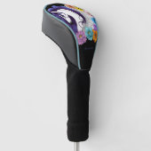 Pegasus Zwarte Bloemen Golfheadcover (Schuin)