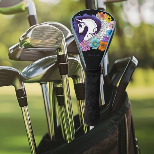 Pegasus Zwarte Bloemen Golfheadcover
