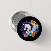 Pegasus Zwarte Bloemen Ronde Button 3,2 Cm (Voorkant /achterkant)