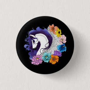 Pegasus Zwarte Bloemen Ronde Button 3,2 Cm