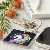 Pegasus Zwarte Bloemen Sleutelhanger (Voorkant Rechts)