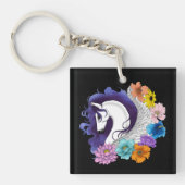 Pegasus Zwarte Bloemen Sleutelhanger (voorkant)