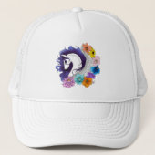 Pegasus Zwarte Bloemen Trucker Pet (Voorkant)