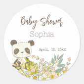 Pegatina Baby Shower Panda Ronde Sticker (Voorkant)
