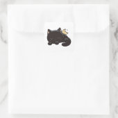 Pegatina con Gato Negro Dormido Kawaii Vierkante Sticker (Tas)