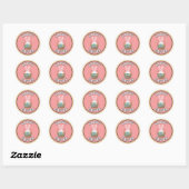 Pegatina de felices pascuas con canasto y conejo ronde sticker (Vel)