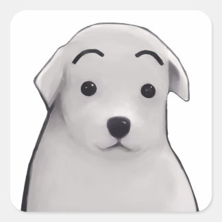 Pegatina de perrito sorprendido vierkante sticker