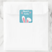 Pegatina felices pascuas con orejas de conejo vierkante sticker (Tas)