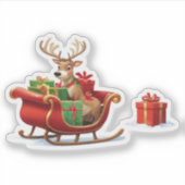 Pegatina Festive Christmas Reindeer Sticker (Voorkant)