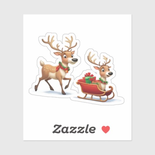 Pegatina Festive Christmas Reindeer Sticker (Vel)