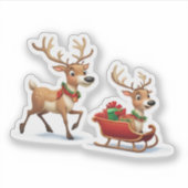Pegatina Festive Christmas Reindeer Sticker (Voorkant)