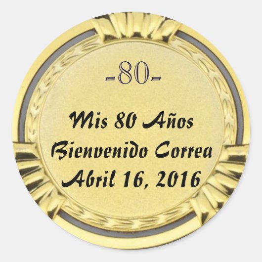 pegatina o sticker de medalla dorada cumpleaños (Voorkant)