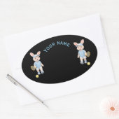 Pegatina Ovalada Cute Bunny School Name Label (Envelop)