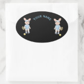 Pegatina Ovalada Cute Bunny School Name Label (Tas)