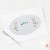 Pegatina Ovalada Cute Bunny School Name Label (Envelop)