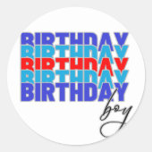 Pegatina Rectangular Happy birthday boy. Celebrati Ronde Sticker (Voorkant)
