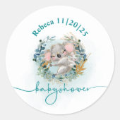 Pegatina redonda Baby Shower "Baby Koala" Ronde Sticker (Voorkant)