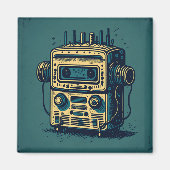 Pegatina Redonda  knap robots radicassette Magneet (Voorkant)