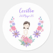 Pegatina redonda Primera Comunión CECILIA Ronde Sticker (Voorkant)