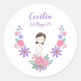 Pegatina redonda Primera Comunión CECILIA Ronde Sticker