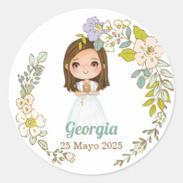 Pegatina redonda Primera Comunión GEORGIA Ronde Sticker