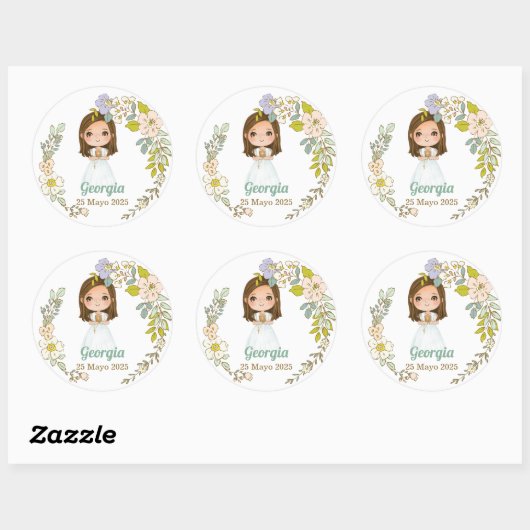 Pegatina redonda Primera Comunión GEORGIA Ronde Sticker (Vel)