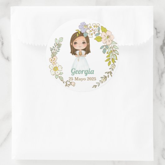 Pegatina redonda Primera Comunión GEORGIA Ronde Sticker (Tas)