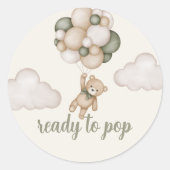 Pegatina Redonda Teddy Bear Baby shower Boy Ronde Sticker (Voorkant)