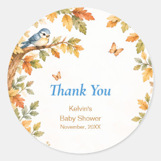 Pegatina Redonda Watercolor Fall Autumn Baby Boy Ronde Sticker