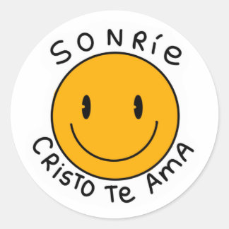 pegatina sonríe Cristo te ama Ronde Sticker