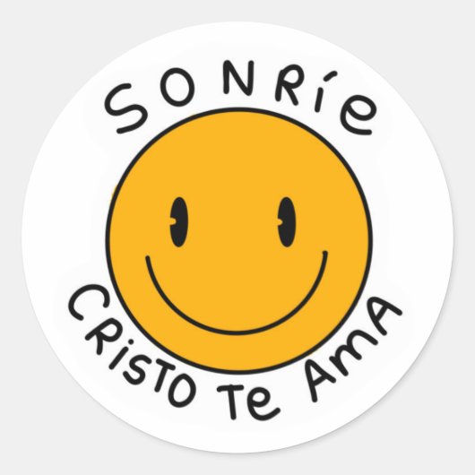 pegatina sonríe Cristo te ama Ronde Sticker (Voorkant)